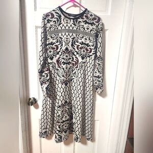 Women's Long Sleeve Geometric Print Dress